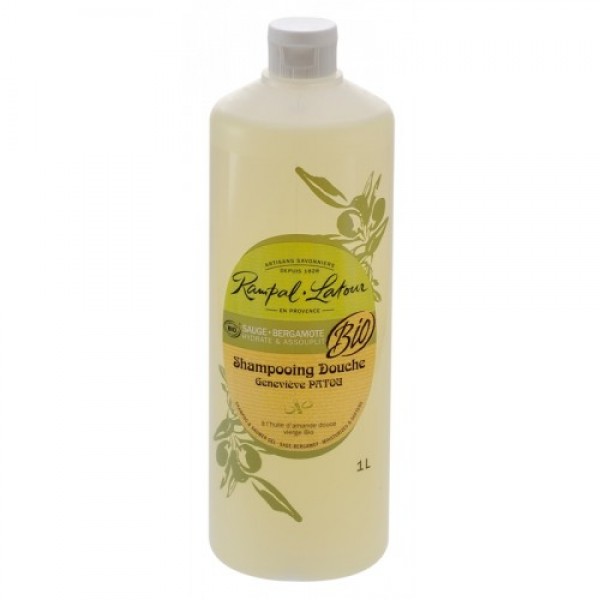 Gel de duş & şampon bio salvie bergamotă 1000ml  Rampal Latour  Baie și Duș Rampal Latour