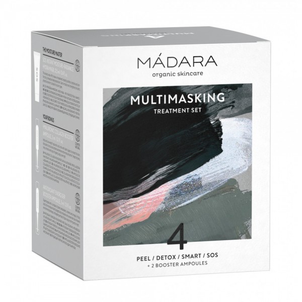 Multimasking Set - 4 măști tratament + 2 Booster fiole MÁDARA  Curățare și Tonifiere MÁDARA